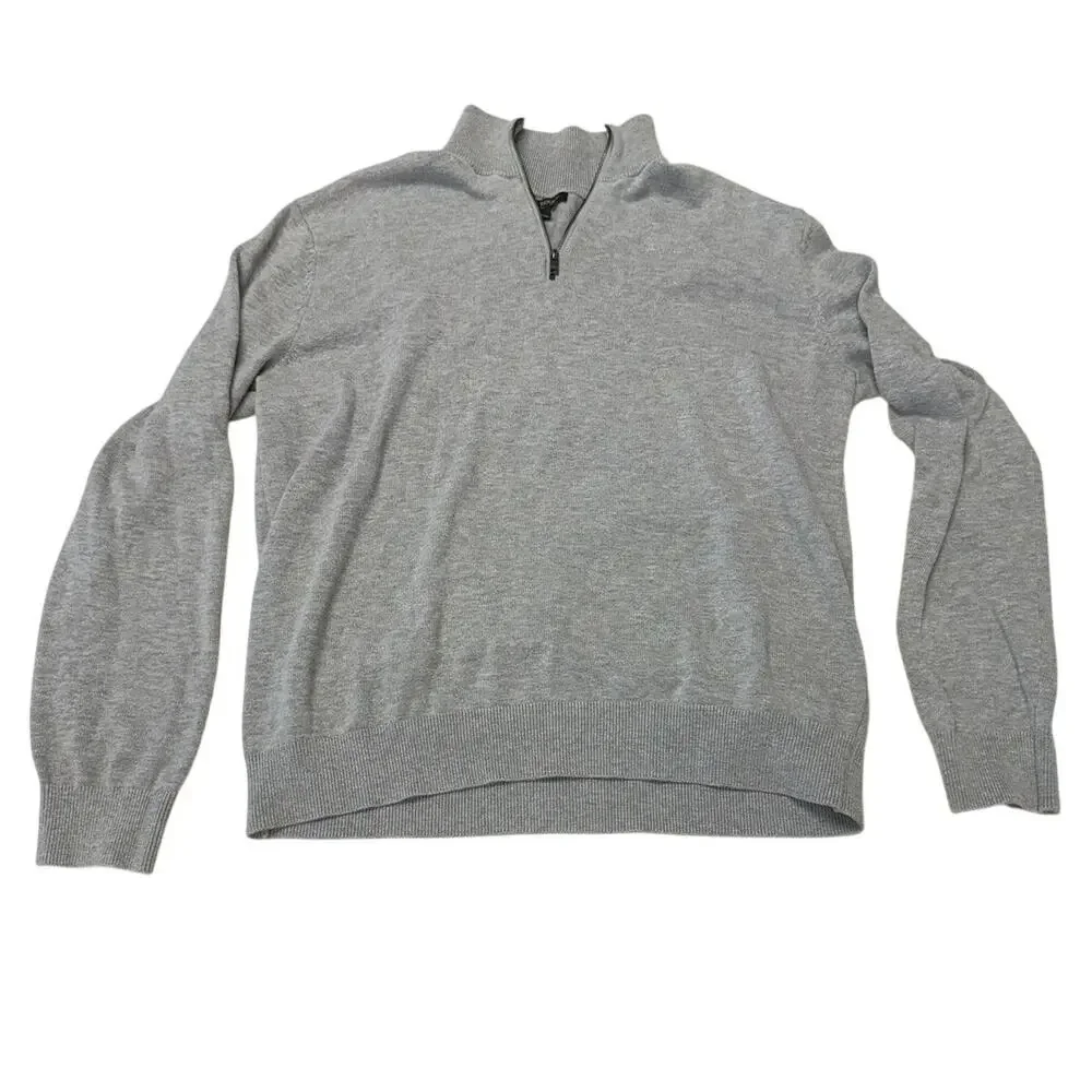 Banana Republic Men's Gray Quarter-Zip Lightweight Knit Sweater Size Large